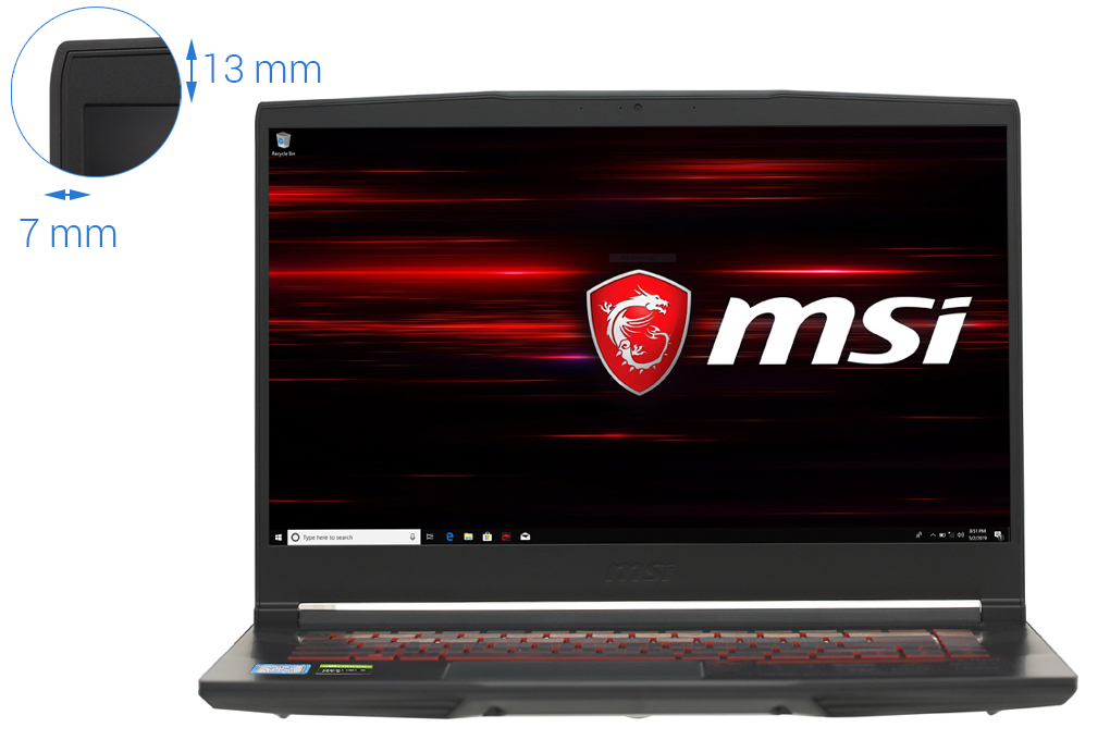 Laptop MSI GF63 9RCX i5 9300H | Ram 8GB | Ổ cứng SSD 256GB | 15.6 FHD IPS | 4GB GTX1050Ti