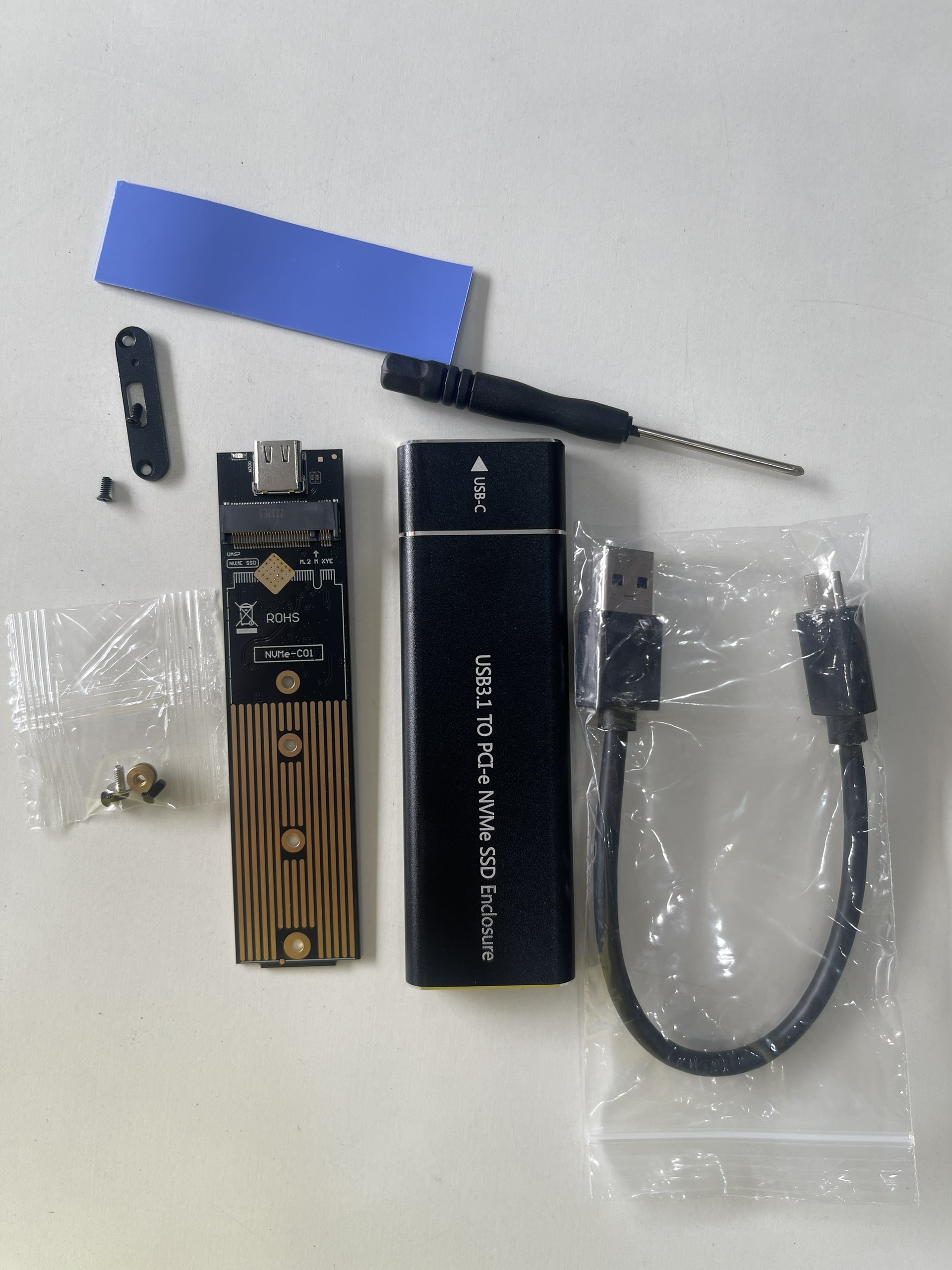 Box ổ cứng NVME MỚI Vỏ SSD M.2 NVME sang USB 3.1 Gen2 10G Hộp SSD ngoài bằng nhôm cho Khóa M / M + B cho 2230 2242 2260 2280 M2 SSD (Cái)