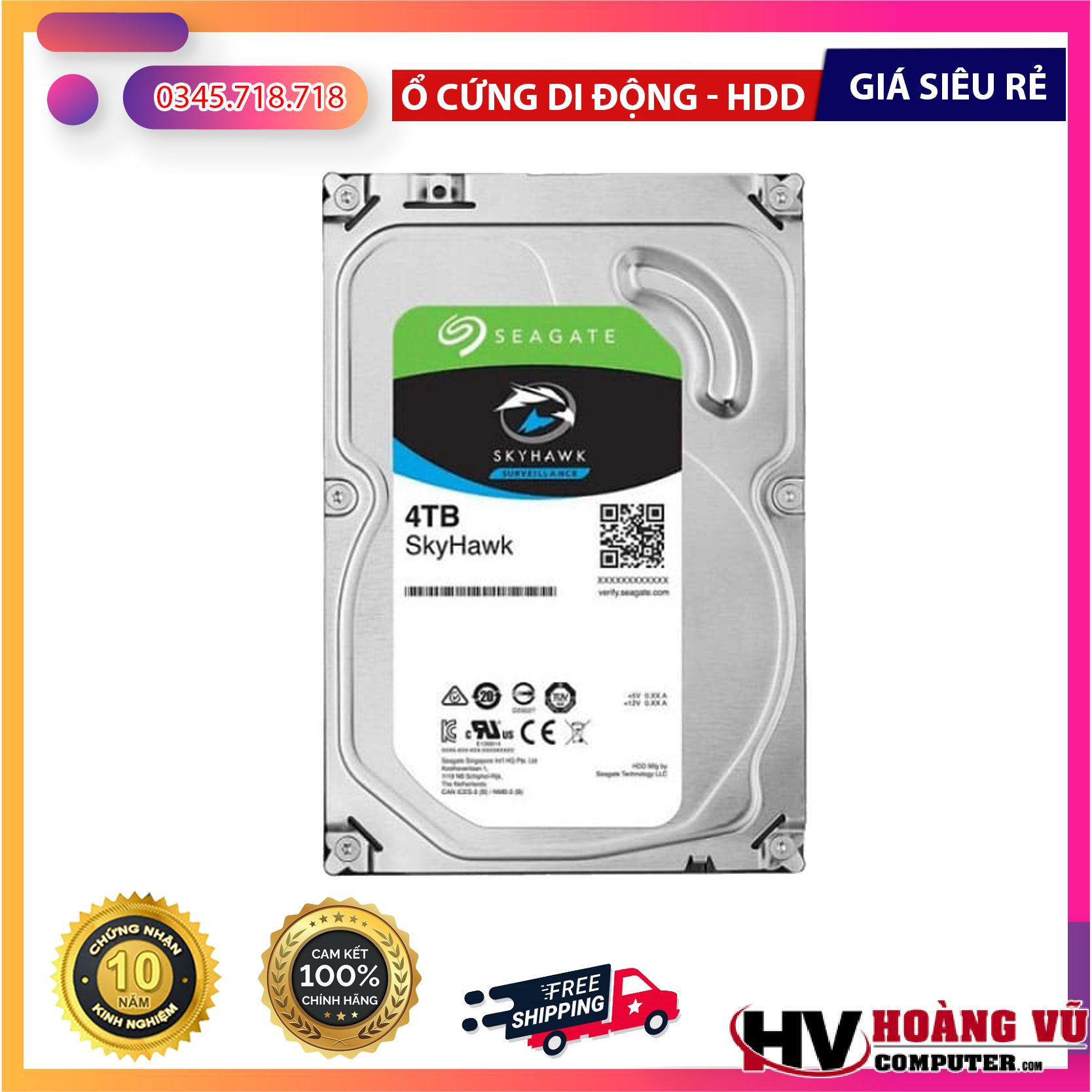 Ổ cứng Seagate Skyhawk 4Tb 5400rpm 256MB SATA3 ST4000VX016