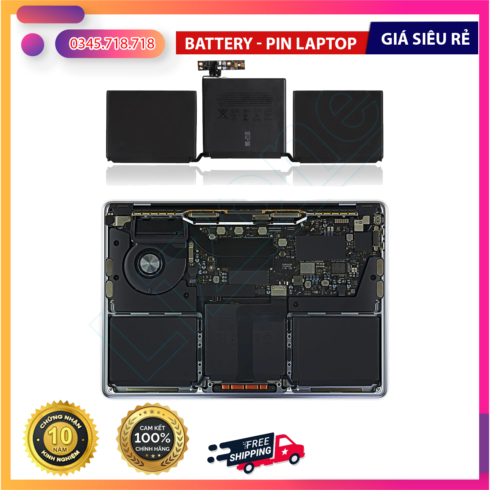 Pin Macbook Pro A1708, A2159, A2338, A2289, A1713 ZIN