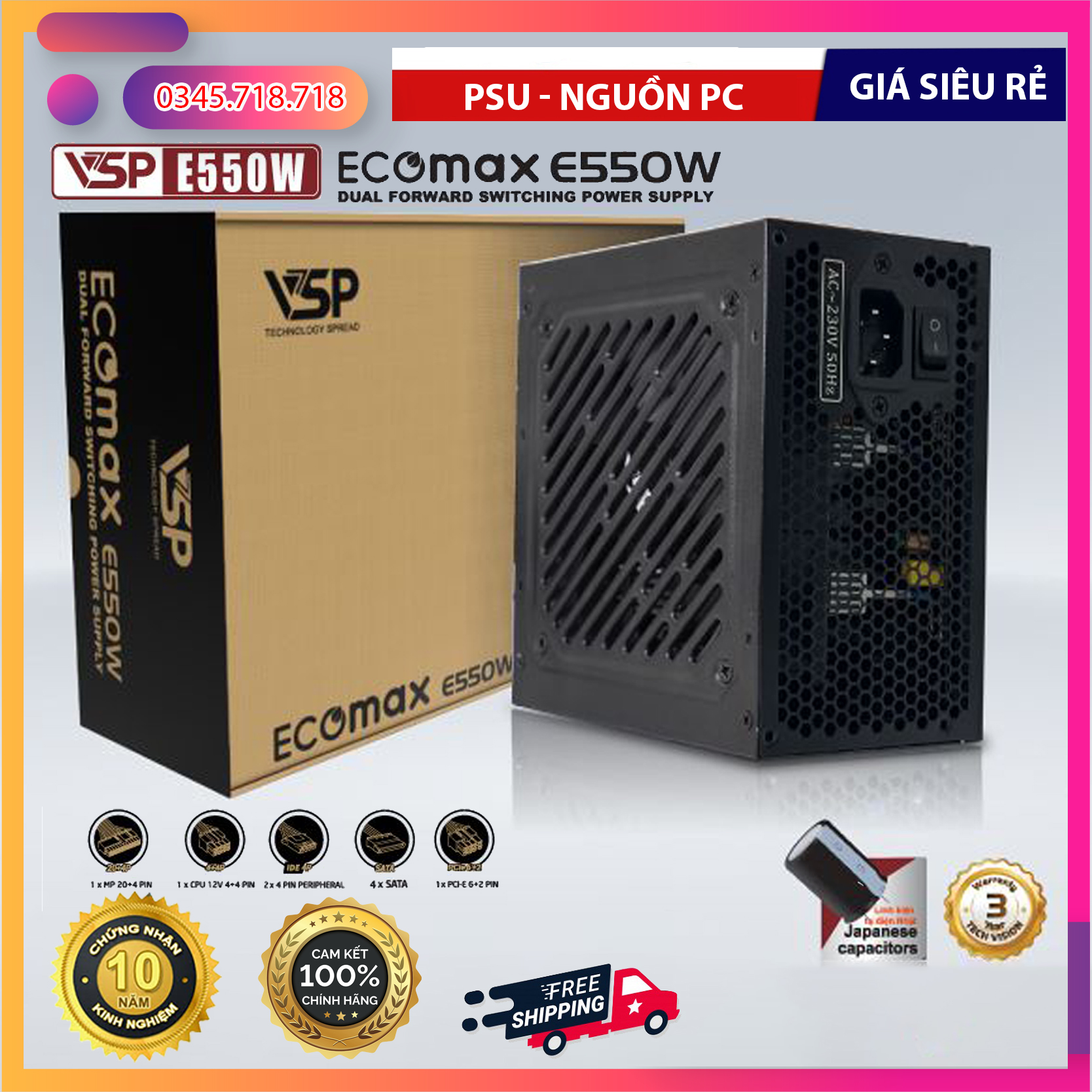 Nguồn máy tính VSP ECOMAX E550W