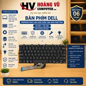Bàn phím Dell Inspiron 5480 5481 5482 5488 7386 5580 5588 7580 US Zin Có Led - hình ảnh sản phẩm