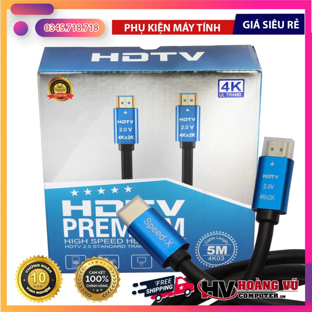 Cáp HDMI 2.0 4K HW19 SL-V19 HDTV – DÂY TRÒN – HÀNG LOẠI HỘP – TRUYỀN TẢI HÌNH ẢNH SẮC NÉT - Hoàng Vũ Computer