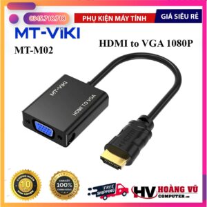 Cáp Chuyển Đổi HDMI Sang VGA MT-VIKI hỗ trợ Full HD 1080p, cắm là dùng, xuất hình ổn định cho màn hình và máy chiếu VGA. Mua uy tín tại Hoàng Vũ Computer Quảng Ngãi.