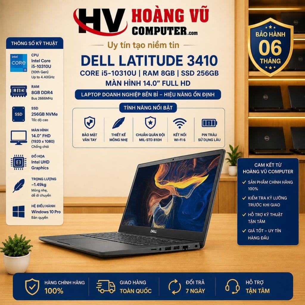 Dell Latitude 3410 i5-10310U Ram 8GB SSD 256GB Màn hình 14.0 inch FHD