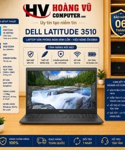 Dell Latitude 3510 Core i5-10210U, RAM 8GB, SSD 256GB, màn hình 15.6 inch Full HD. Laptop văn phòng màn hình lớn, bền bỉ và dễ nâng cấp.