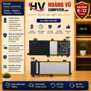 Pin C21N1333 dành cho Asus TP550L, TP550LA, TP550LD, TP550LN chất lượng cao, thời lượng ổn định, an toàn và bền bỉ. Có bán tại Hoàng Vũ Computer Quảng Ngãi.