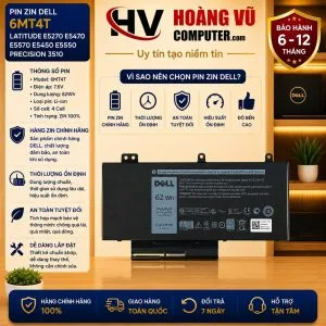 Ảnh tổng thể Pin 6MT4T Dell Latitude E5270 E5470 E5570 E5450 E5550 Precision 3510 Zin