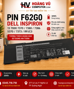Pin Dell F62G0 38Wh Quảng Ngãi – pin zin chính hãng, ổn định, không báo lỗi. Thay nhanh tại Hoàng Vũ Computer.