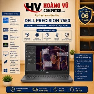 Dell Precision 7550 i7-10850H RTX T2000 Quảng Ngãi – workstation mạnh, chạy đồ họa, render ổn định, giá tốt tại Hoàng Vũ Computer.