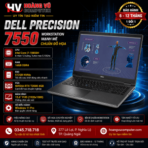 Dell Precision 7550 i7-10850H RTX T2000 Quảng Ngãi – workstation mạnh, chạy đồ họa, render ổn định, giá tốt tại Hoàng Vũ Computer.