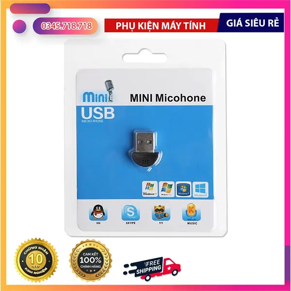 Phụ kiện / đầu kết nối của Mini Microphone USB 2.0 - Mic Không Dây Dành Cho Máy Tính Laptop , PC - Nhỏ Gọn, Thu Âm Tốt - Cái