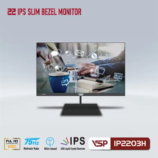 Màn hình VSP IPS Thinking 22inch tràn viền IP2203H Black - Cái