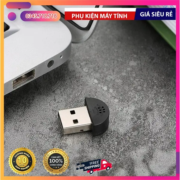 Ảnh thực tế Mini Microphone USB 2.0 - Mic Không Dây Dành Cho Máy Tính Laptop , PC - Nhỏ Gọn, Thu Âm Tốt - Cái