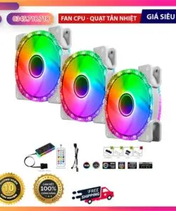 Bộ Kit 3 Fan V309C Trắng LED ARGB (1 hup/ 1 remote/ 3c Fan) - Cái - Hoàng Vũ Computer