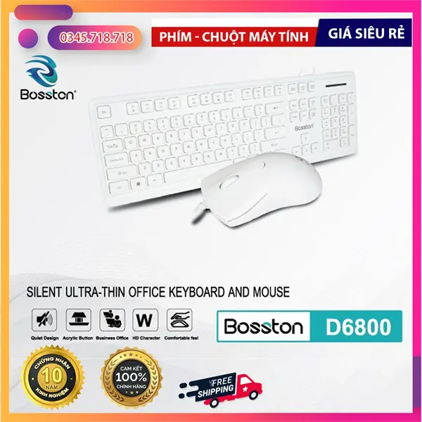 Thiết kế chi tiết của Chuột vi tính có dây Bosston D6800 Full Trắng - Bộ