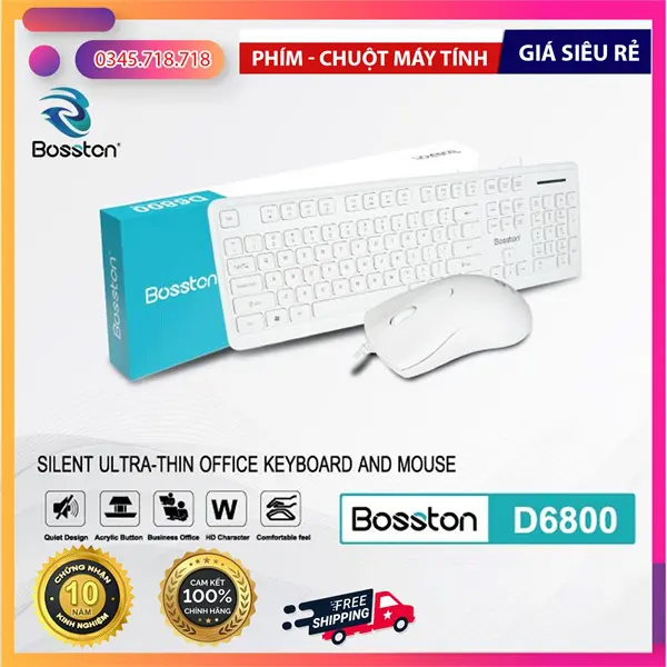 Ảnh thực tế Chuột vi tính có dây Bosston D6800 Full Trắng - Bộ