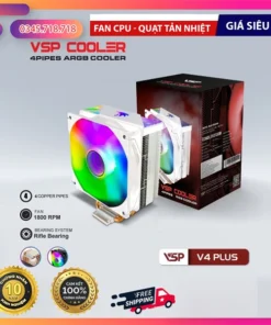 Fan CPU VSP V4 Plus Trắng LED ARGB - Cái
