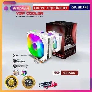 Fan CPU VSP V4 Plus Trắng LED ARGB - Cái - Hoàng Vũ Computer