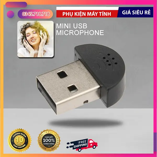 Thiết kế chi tiết của Mini Microphone USB 2.0 - Mic Không Dây Dành Cho Máy Tính Laptop , PC - Nhỏ Gọn, Thu Âm Tốt - Cái