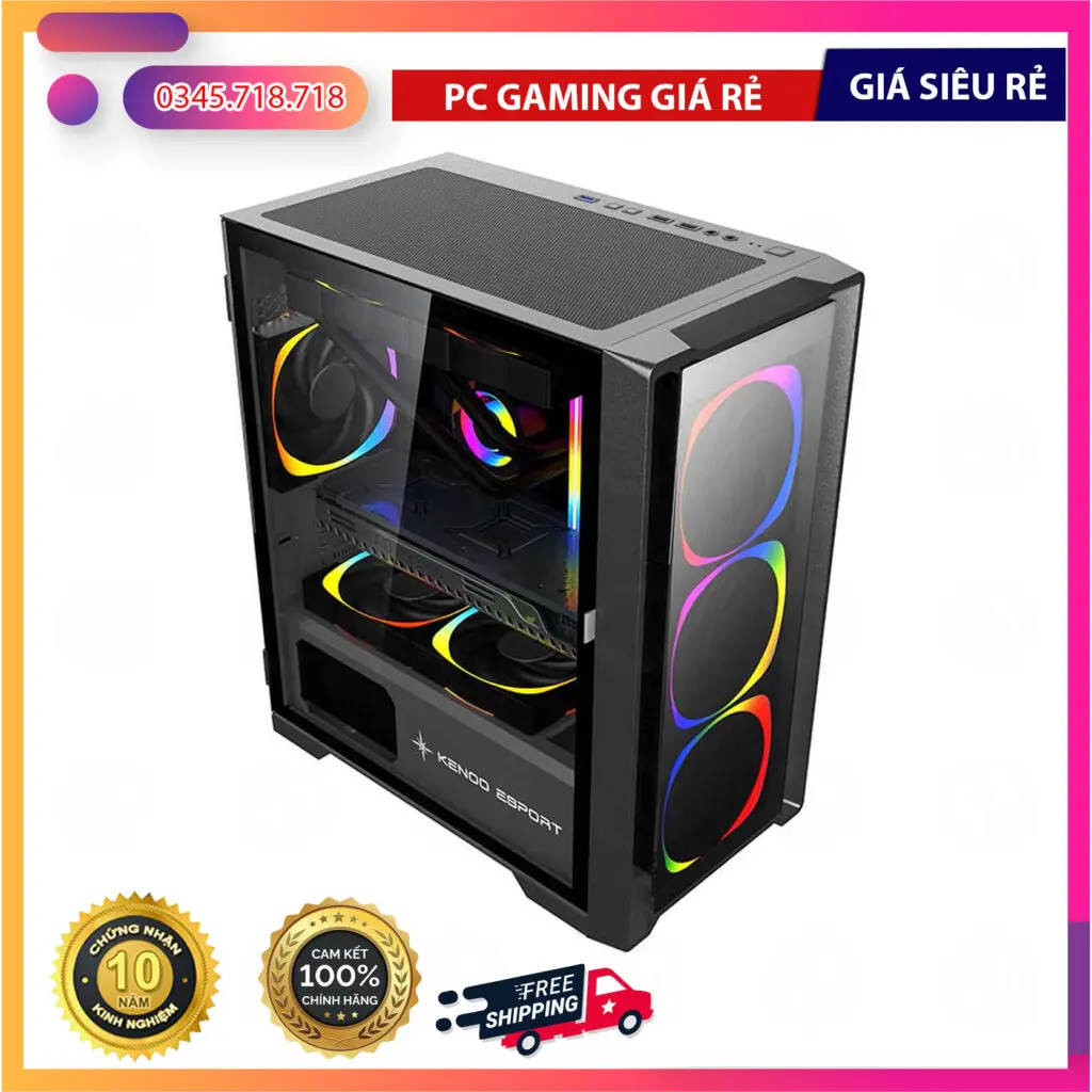 Bộ PC Gaming chính hãng Core i3-9100F Ram 16GB SSD 480GB VGA 1660Ti 6GB Dual Band Wireless 5G + Bluetooth