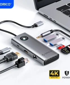 Hub Bộ Chia Cổng ORICO USB 3.0 RJ45 PD100W 4K60Hz HDMI USB 3.0 type C 11 trong 1 Cho Macbook Pro / Air