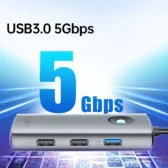 Hub Bộ Chia Cổng ORICO USB 3.0 RJ45 PD100W 4K60Hz HDMI USB 3.0 type C 11 trong 1 Cho Macbook Pro / Air