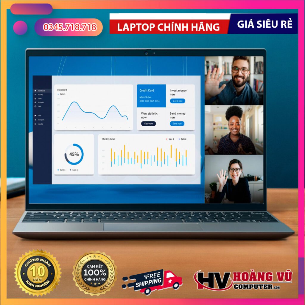 Mặt trước và viền màn hình của Laptop Dell Vostro 5420 Màn Hình 14.0 inch QHD - Sự Lựa Chọn Hoàn Hảo Tại Hoàng Vũ Computer