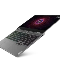 Sleek gray laptop with ports