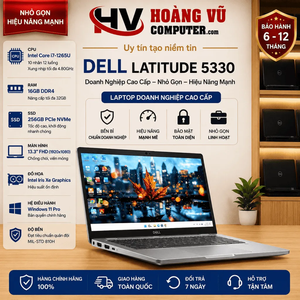 Dell Latitude 5330 i7-1265U Ram 16GB SSD 256GB Màn 13.3 inch FHD