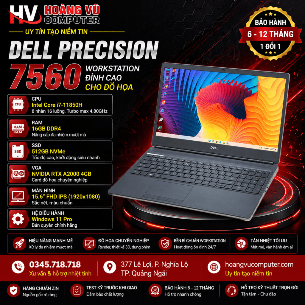 Ảnh tổng thể Dell Precision 7560 i7-11850H | RAM 16GB | SSD 512GB | RTX A2000 4GB | 15.6 FHD IPS