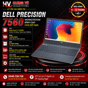 Dell Precision 7560 i7-11850H RTX A2000 Quảng Ngãi – workstation mạnh, render nhanh, đồ họa chuyên nghiệp tại Hoàng Vũ Computer.