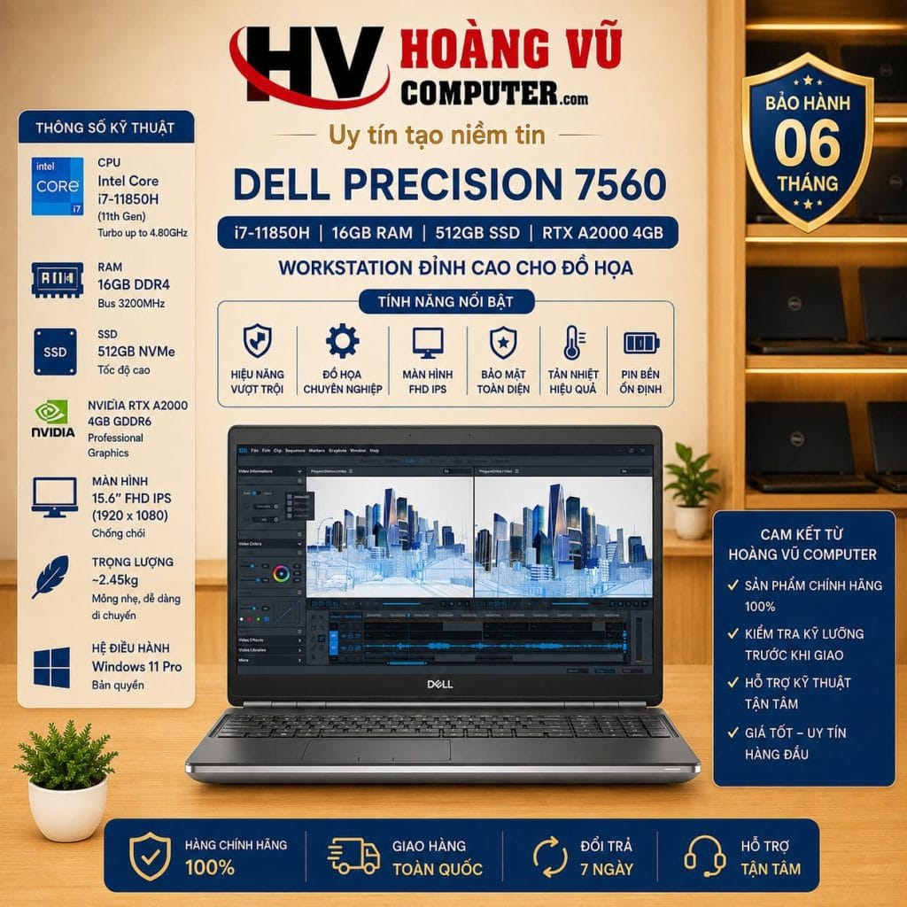Dell Precision 7560 i7-11850H | RAM 16GB | SSD 512GB | RTX A2000 4GB | 15.6 FHD IPS