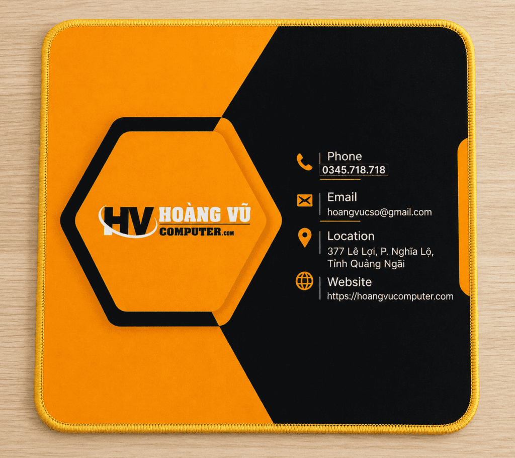 Ảnh thực tế Lót chuột Hoàng Vũ 25x30 3mm Vàng đen