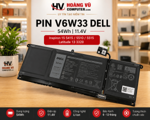 Pin V6W33 Dell 54Wh Quảng Ngãi – pin zin, dùng bền, thay nhanh cho Inspiron 5415, 5510, Latitude 3320 tại Hoàng Vũ Computer.
