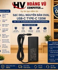 Sạc Dell Nguyên Bản USB-C Type-C 130W 20V 6.5A Oval | Adapter Dell Chính Hãng - Hoàng Vũ Computer