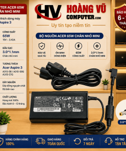 Bộ nguồn Acer Aspire 3 A315-58 A315-57G 65W chân nhỏ 3.0×1.1mm Quảng Ngãi – sạc ổn định, giá tốt tại Hoàng Vũ Computer.
