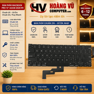 Bàn phím US cho MacBook Pro A2338 13-inch 2020 M1 Quảng Ngãi – gõ êm, có LED, thay nhanh tại Hoàng Vũ Computer.
