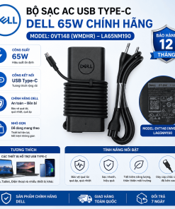 Bộ sạc Dell USB Type-C 65W LA65NM190 chính hãng Quảng Ngãi – sạc nhanh, ổn định, bảo vệ pin tại Hoàng Vũ Computer.