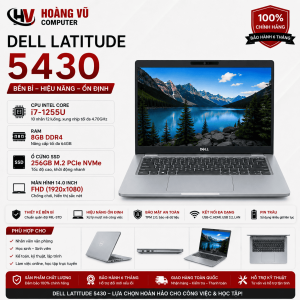 Dell Latitude 5430 i7-1255U RAM 8GB SSD 256GB Quảng Ngãi – laptop doanh nghiệp bền bỉ, hiệu năng ổn định tại Hoàng Vũ Computer.