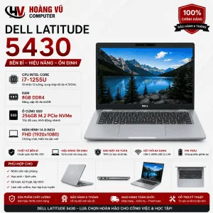 Dell Latitude 5430 i7-1255U RAM 8GB SSD 256GB Quảng Ngãi – laptop doanh nghiệp bền bỉ, hiệu năng ổn định tại Hoàng Vũ Computer.