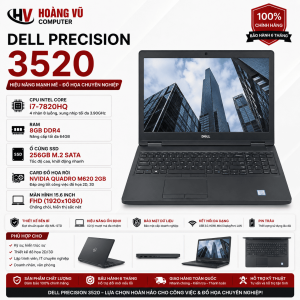 Dell Precision 3520 i7-7820HQ Quadro M620 Quảng Ngãi – workstation đồ họa bền bỉ, hiệu năng ổn định tại Hoàng Vũ Computer.