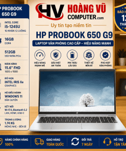 HP ProBook 650 G9 i5-1245U RAM 16GB SSD 512GB Quảng Ngãi – laptop văn phòng màn lớn, hiệu năng mạnh tại Hoàng Vũ Computer.