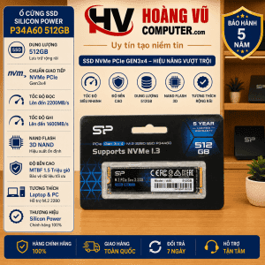 SSD Silicon Power P34A60 512GB M.2 NVMe PCIe Gen3x4 Quảng Ngãi – tăng tốc laptop & PC cực nhanh tại Hoàng Vũ Computer.