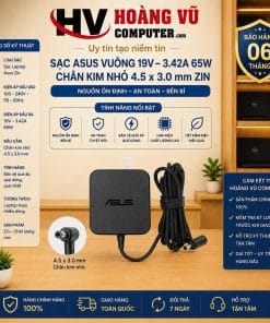 Sạc Asus Vuông 19V - 3.42A 65W Chân kim nhỏ 4.5 x 3.0 mm Zin - Hoàng Vũ Computer