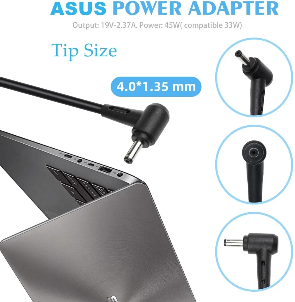 Thiết kế dây sạc / adapter của Sạc ZIN cho Laptop Asus Vuông 19V - 3.42A 65W Chân nhỏ 4.0mm*1.35mm