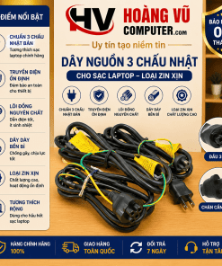 Dây nguồn 3 chấu Nhật cho sạc laptop loại zin xịn Quảng Ngãi – lõi đồng dày, truyền điện ổn định tại Hoàng Vũ Computer.