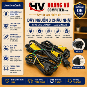 Dây nguồn 3 chấu Nhật cho sạc laptop loại zin xịn Quảng Ngãi – lõi đồng dày, truyền điện ổn định tại Hoàng Vũ Computer.