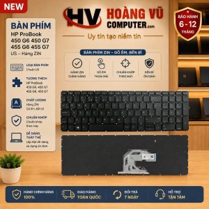Bàn phím HP ProBook 450 G6, 450 G7, 455 G6, 455 G7 chuẩn US chất lượng cao, gõ êm, chuẩn khớp theo máy. Có bán tại Hoàng Vũ Computer Quảng Ngãi.