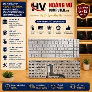 Bàn phím Asus VivoBook X509 X515 M509 X509F X509U X509UM V5000 màu bạc ZIN chất lượng cao, gõ êm, chuẩn khớp, có bán tại Hoàng Vũ Computer Quảng Ngãi.